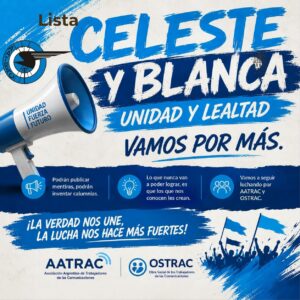 AATRAC: La Lista CELESTE y BLANCA a las urnas con el apoyo de más del 90% de las Seccionales